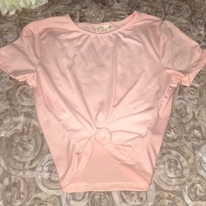 Super Soft light pink front knotted Crop Top